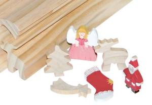 Bastelleisten Weihnachten 6er Set | Holzfiguren zum Selbstgestalten