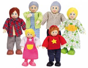 Puppenhaus Biegepuppen - Familie Helle Hautfarbe | 6 Teile