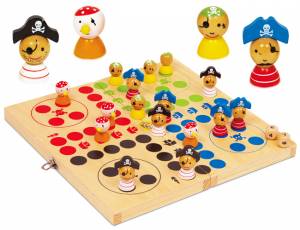 Ludo Pirateninsel | Würfelpiel 24 x 24 cm in klappbarer Holzbox