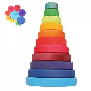 Grimm`s | Farbige Bausteine U3 - Scheibenturm Regenbogen - 11 Teile