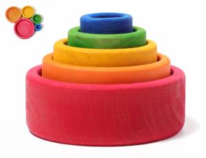 Grimm`s | Geometrische Bausteine U3 - Schälchensatz Rot Regenbogen