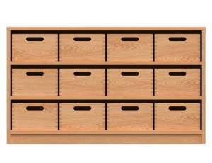 Materialschrank mit 12 Materialkästen (4-reihig)