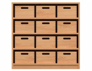 Materialschrank mit 12 Materialkästen (3-reihig)
