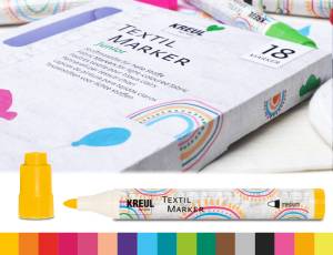 Stoffmalstifte | KREUL Textil Marker medium Junior 18er Set