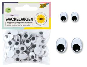 Wackelaugen Weiß & Oval | 100er Set