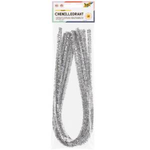 Chenilledraht 50 cm | Pfeifenputzer Silber - 10er Set