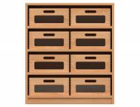Materialschrank mit 8 Materialkästen (Acrylglasfenster)