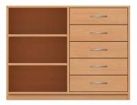 Schrank mit 5 Schubkästen rechts und 3 Fächern