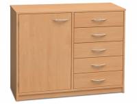Schrank mit 5 Schubkästen und Tür links