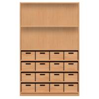 Hochschrank mit 16 Materialkästen und 2 Fächern
