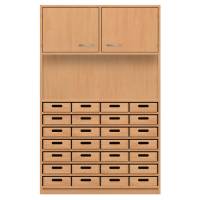 Hochschrank mit 28 Materialkästen und Doppeltür