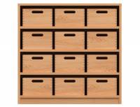Materialschrank mit 12 Materialkästen (3-reihig)