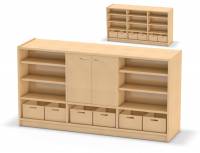 Raumteilerschrank mit 21 Fächern und 6 Materialkästen