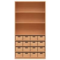 Hochschrank mit 16 Materialkästen und 3 Fächern