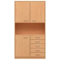 Hochschrank mit 8 Fächern und 5 Schubkästen rechts
