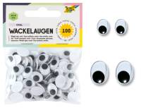 Wackelaugen Weiß & Oval | 100er Set