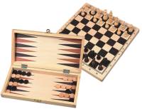 Schach, Dame & Backgammon | Holzspiel 29 x 29 cm